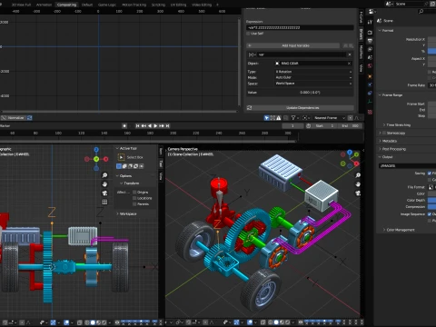 E-CVT Transmission Animation 3D Model