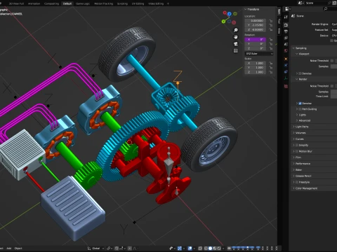 E-CVT Transmission Animation 3D Model