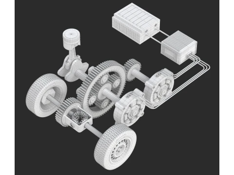 E-CVT Transmission Animation 3D Model