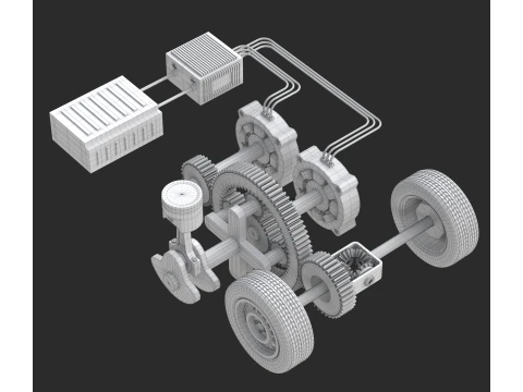 E-CVT Transmission Animation 3D Model