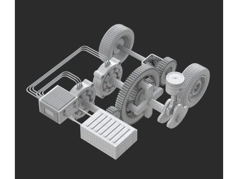 E-CVT Transmission Animation 3D Model