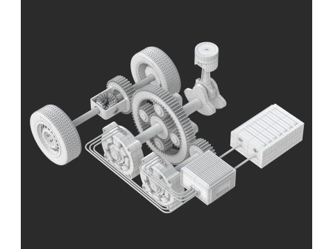 E-CVT Transmission Animation 3D Model