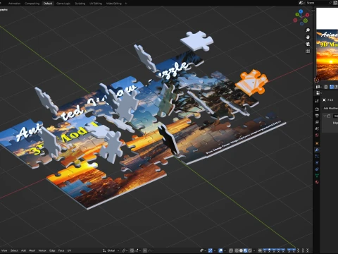 Animated Jigsaw Puzzle Transition 3D Model