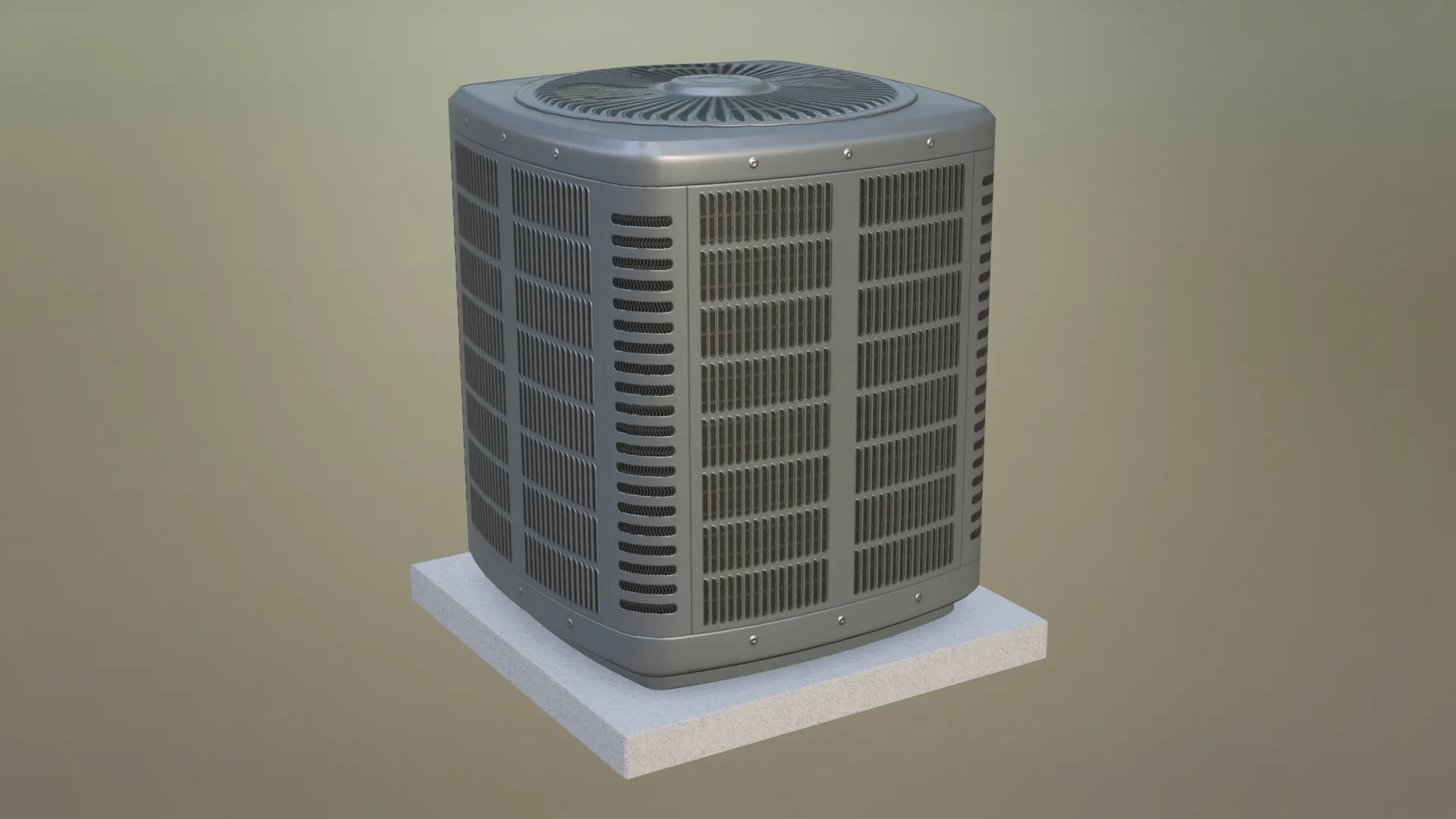 Heating and AC unit with low-poly mesh 3D Model .c4d .max .obj .3ds .fbx .stl .blend 
