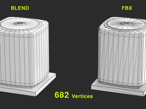 Heating and AC unit with low-poly mesh 3D Model