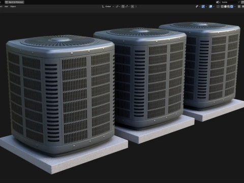 Heating and AC unit with low-poly mesh 3D Model