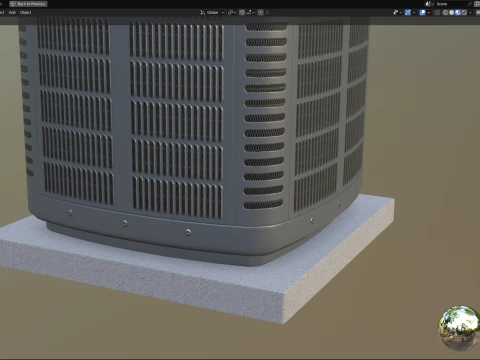 Heating and AC unit with low-poly mesh 3D Model