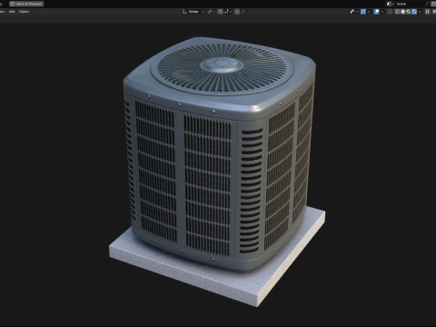 Heating and AC unit with low-poly mesh 3D Model