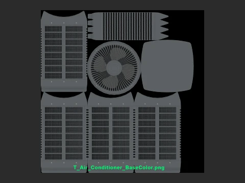 Heating and AC unit with low-poly mesh 3D Model