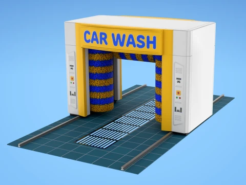 Car wash machine with low-poly mesh 3D Model