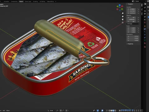 Animated sardine can 3D Model