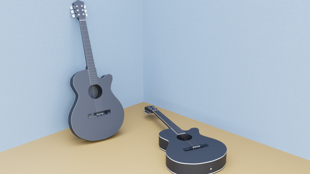 Acoustic guitar 3D Model .c4d .max .obj .3ds .fbx .stl .blend 