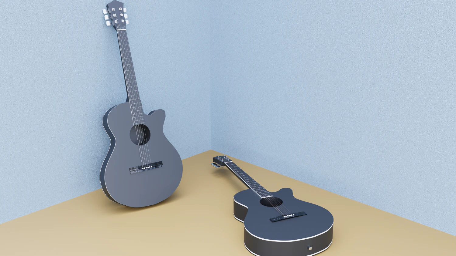 Acoustic guitar 3D Model .c4d .max .obj .3ds .fbx .stl .blend 