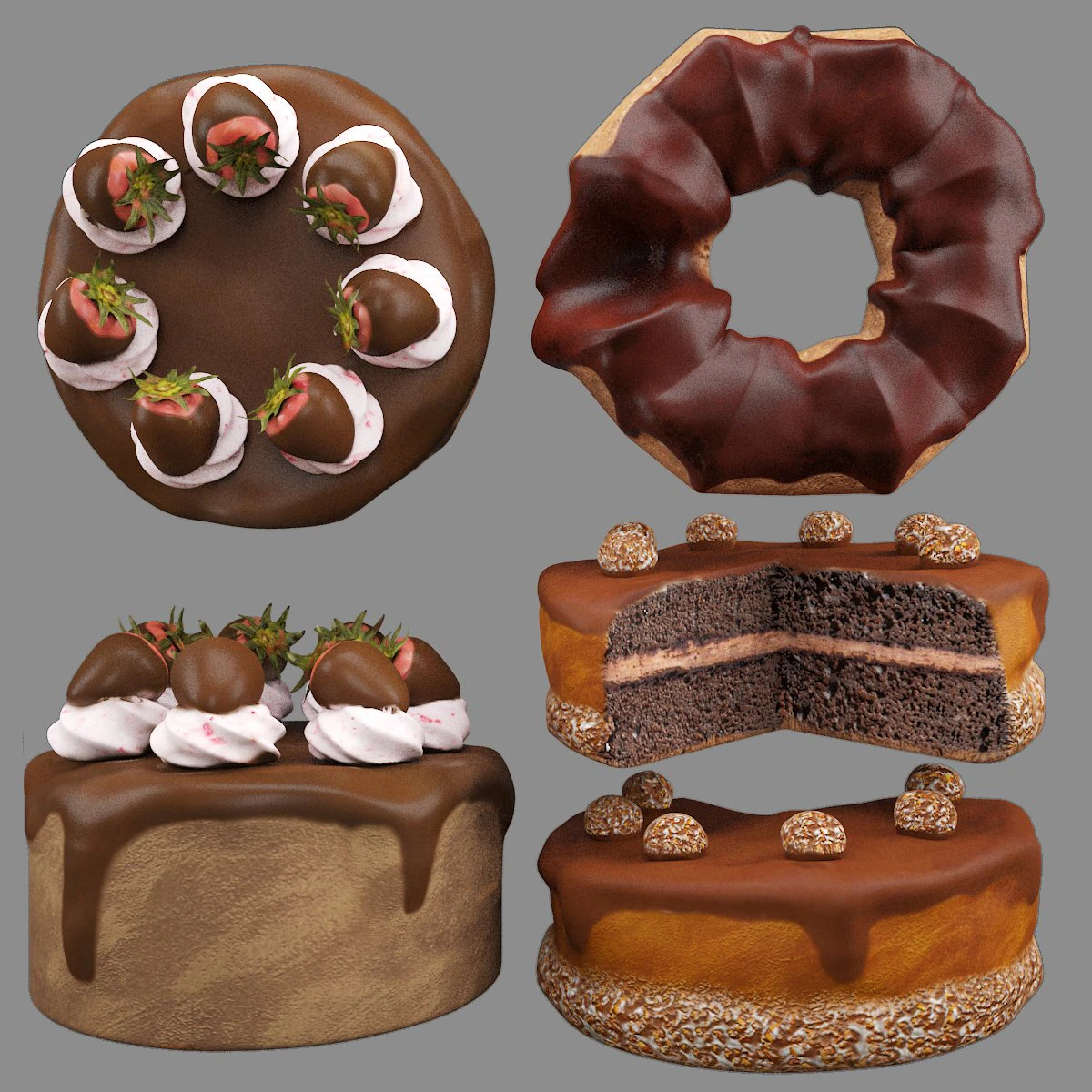 Cake collection 3D Model .c4d .max .obj .3ds .fbx .stl .blend