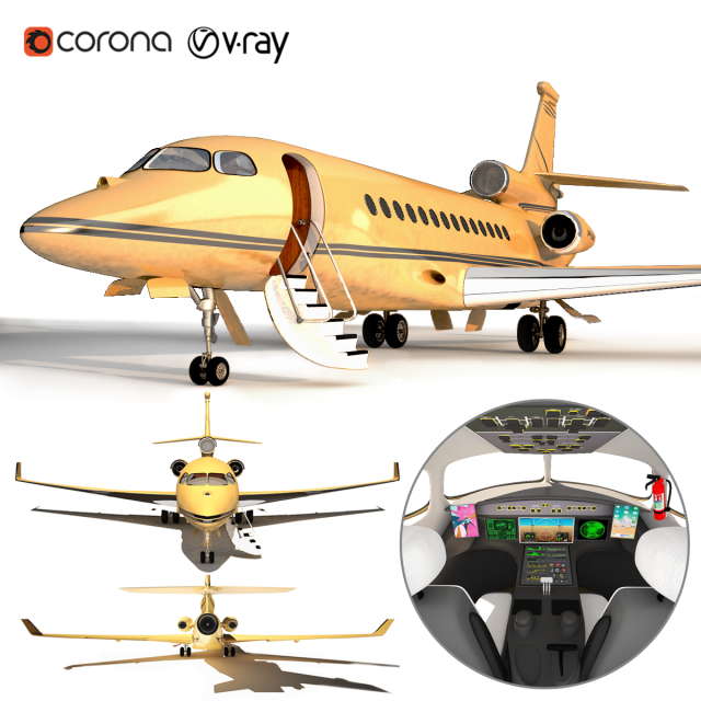 Private jet Modelo 3D .c4d .max .obj .3ds .fbx .stl .blend 