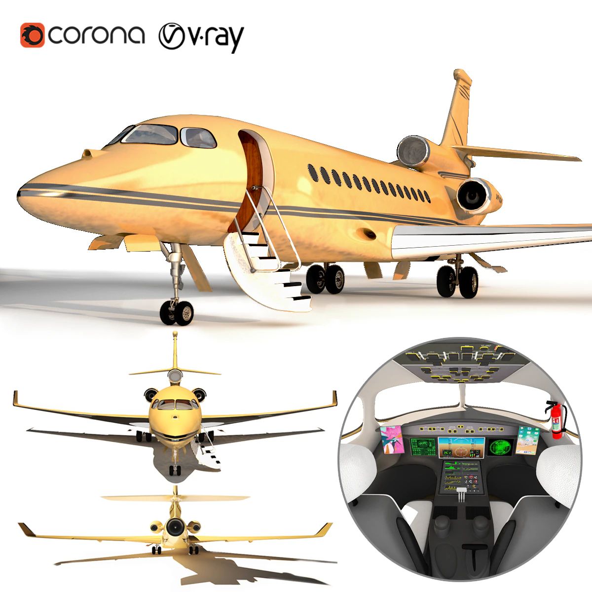 Private jet 3D Model .c4d .max .obj .3ds .fbx .stl .blend 