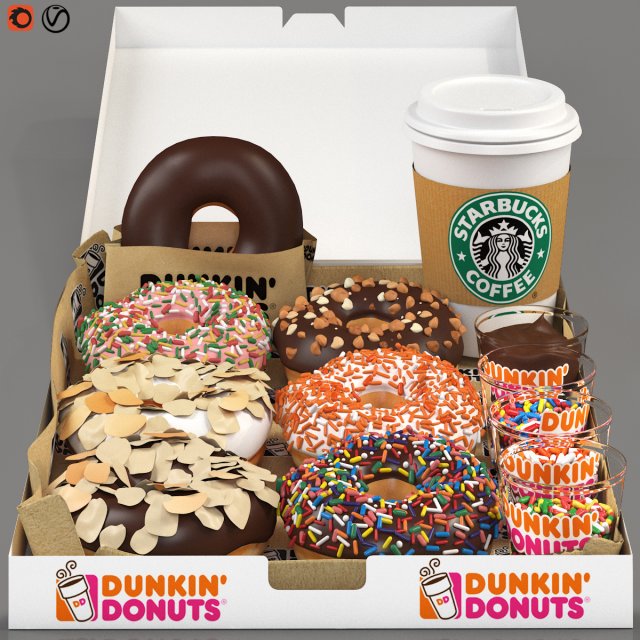 Dounts set 3D Model .c4d .max .obj .3ds .fbx .stl .blend 