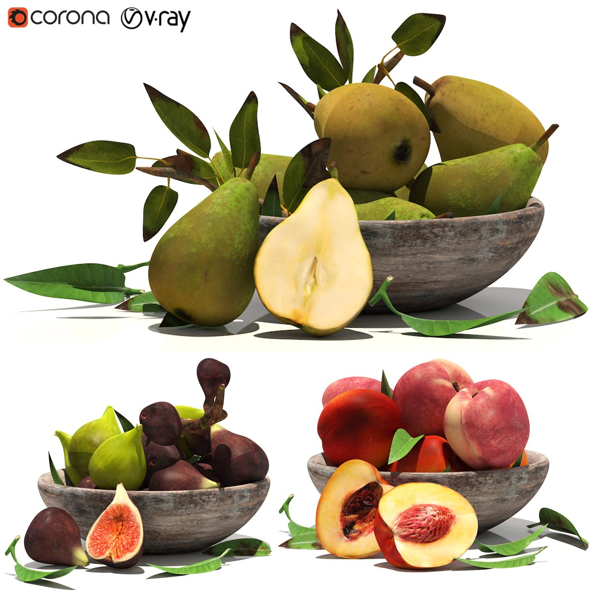 Fruit set 3D Model .c4d .max .obj .3ds .fbx .stl .blend