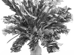 Vase of color pampas grass and Wheat Model 3D
