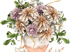 Conjunto de flores Dália Modelo 3D