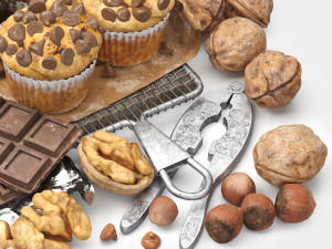 Chocolate muffins and nuts set 3Dモデル