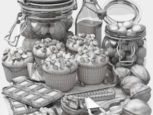 Chocolate muffins and nuts set 3Dモデル