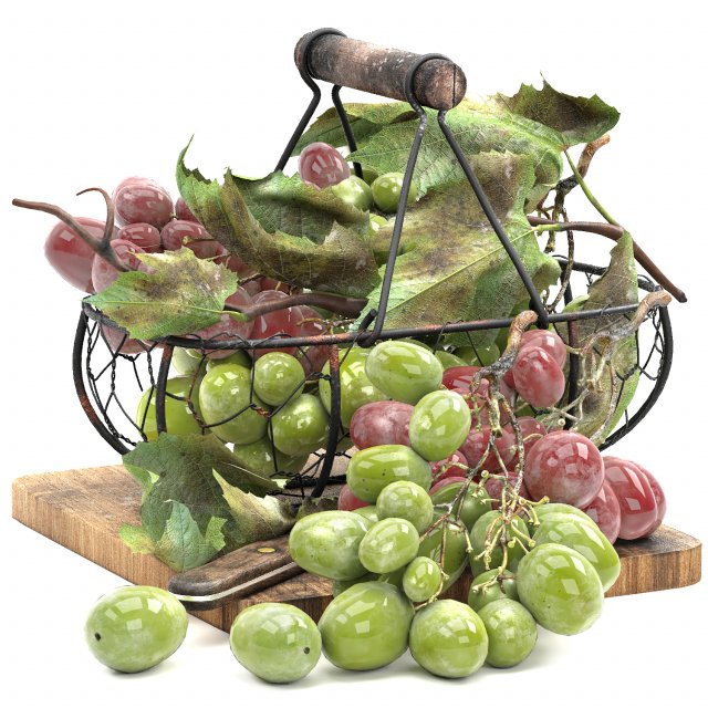 Basket of grapes fruit Modèle 3D .c4d .max .obj .3ds .fbx .stl .blend 