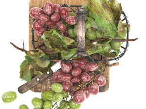 Basket of grapes fruit Modèle 3D