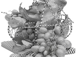 Basket of grapes fruit Modèle 3D