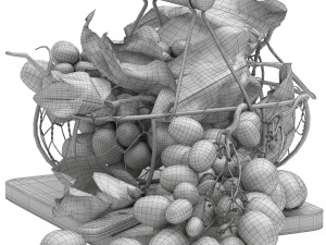 Basket of grapes fruit Modèle 3D