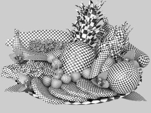 Bowl of exotic tropical fruits 3D Model