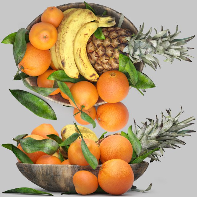 Bowl of fruits 3D Model .c4d .max .obj .3ds .fbx .stl .blend 