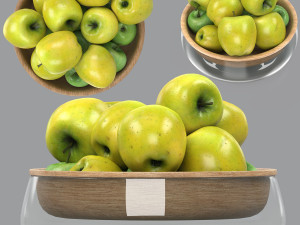 Bowl of green apples 3D-Modell