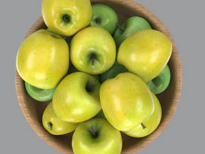 Bowl of green apples 3D Model