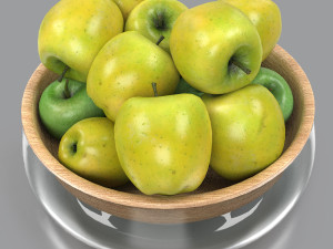 Bowl of green apples Model 3D