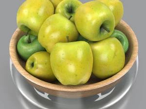Bowl of green apples 3D Model
