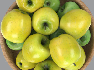 Bowl of green apples Model 3D