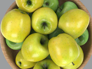 Bowl of green apples 3D Model