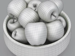 Bowl of green apples 3D Model