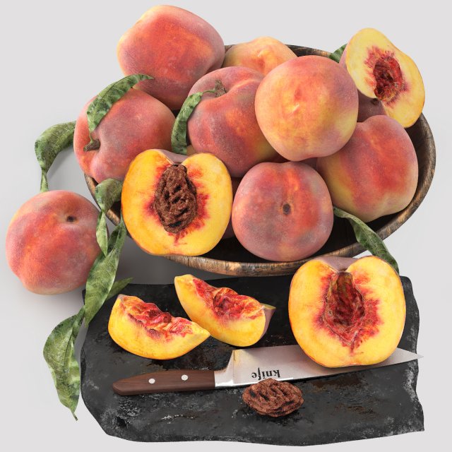 Bowl of peaches fruit Modelo 3D .c4d .max .obj .3ds .fbx .stl .blend 