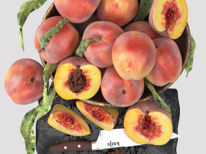 Bowl of peaches fruit Modelo 3D