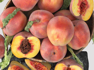 Ciotola di frutta pesche Modello 3D