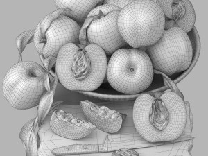 Bowl of peaches fruit Modelo 3D