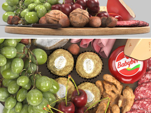 Meat cheese and fruit board Modelo 3D