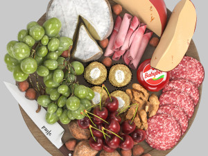Meat cheese and fruit board Modelo 3D