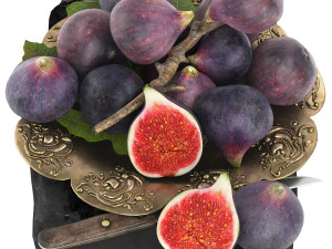 イチジクのフルーツのプレート 3Dモデル