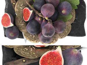 Plate of figs fruit Model 3D