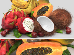 Exotic tropical fruits 3D-Modell