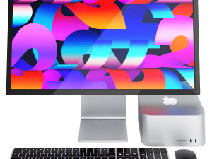 Apple mac studio pc set with display 3D Model