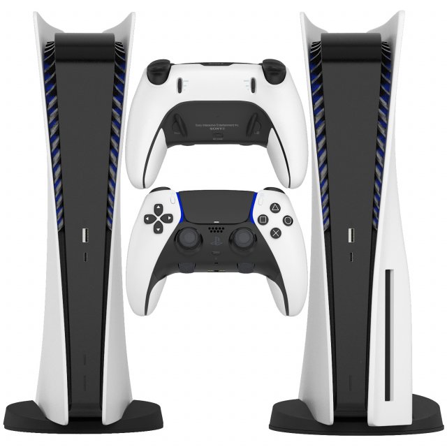 Sony playstation 5 with dualsense edge controller 3D Model .c4d .max .obj .3ds .fbx .stl .blend 